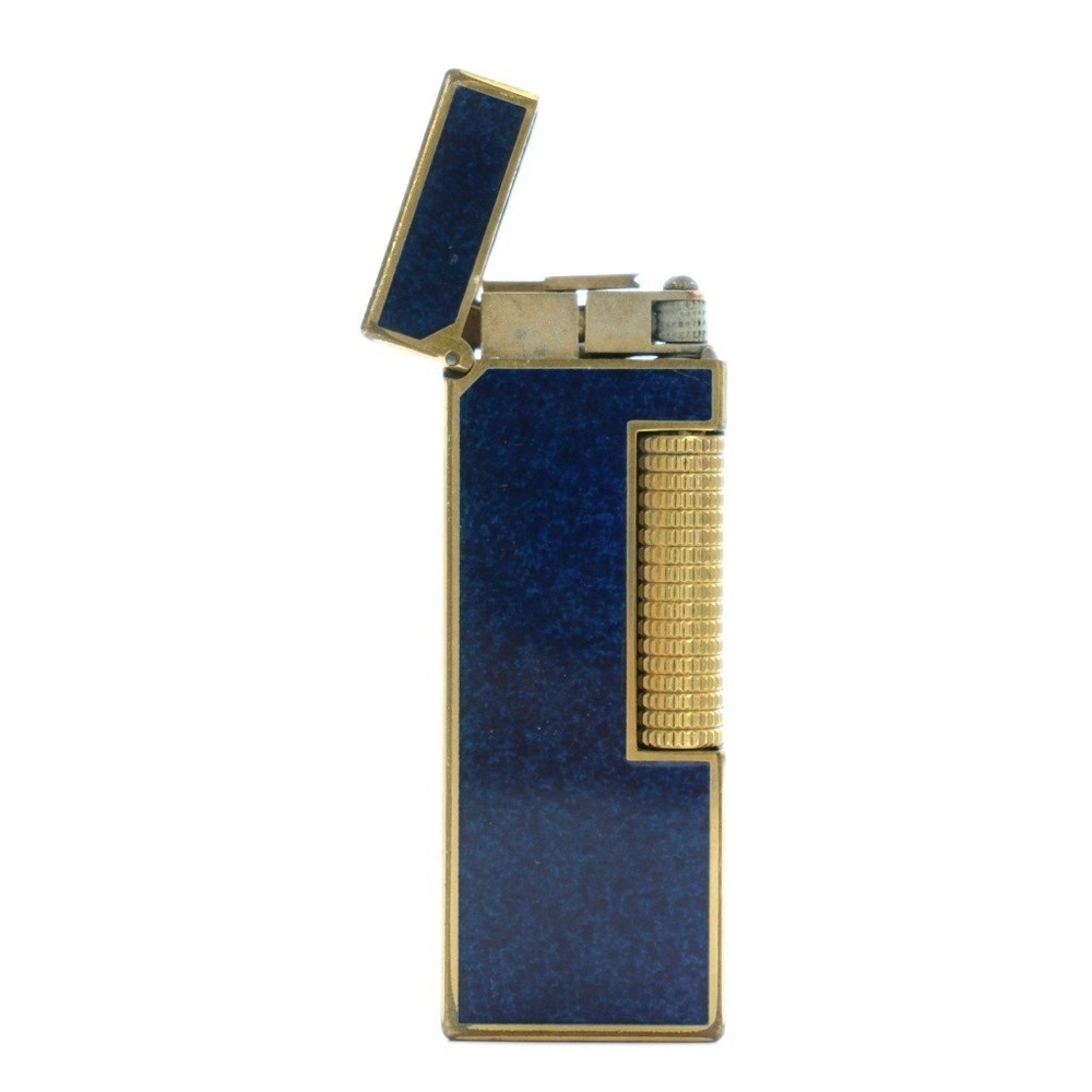 Dunhill Gas Lighter Navy Blue Cigarette Logo Roller Spark New