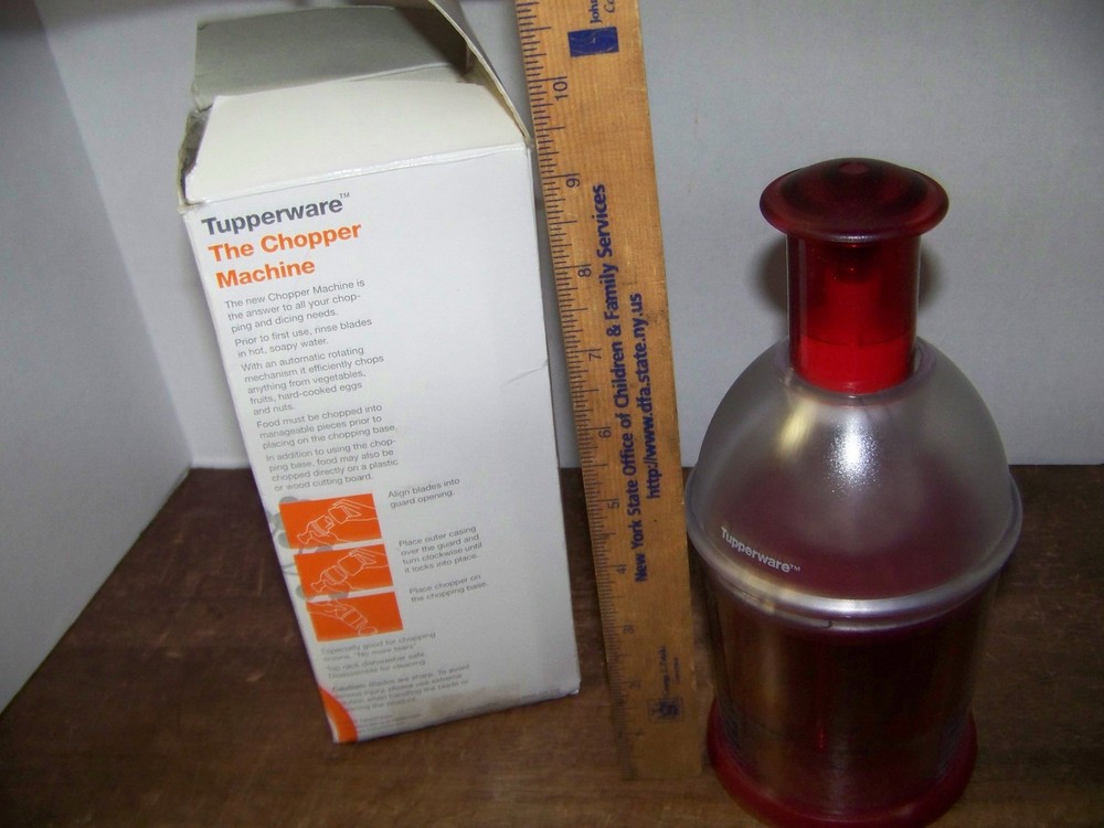 Vintage Tupperware The Chopper Machine Hand Chopper Ruby Red
