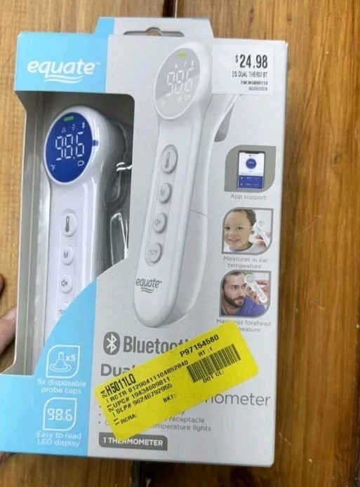 Equate Bluetooth Dual-Function Infrared Thermometer, Forehead and Ear Mode.