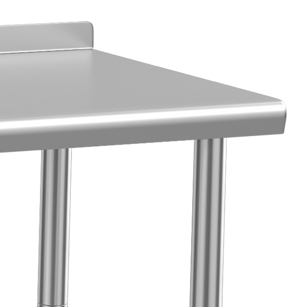 Rolling Work Table Stainless Steel Undershelf Kitchen Prep Backsplash Side Hooks