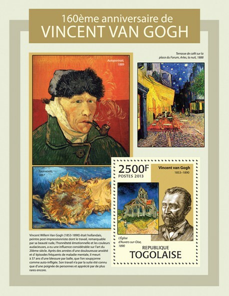 2013 TOGO MNH. VINCENT VAN GOGH   |  Michel Code: 4940 / Bl.806