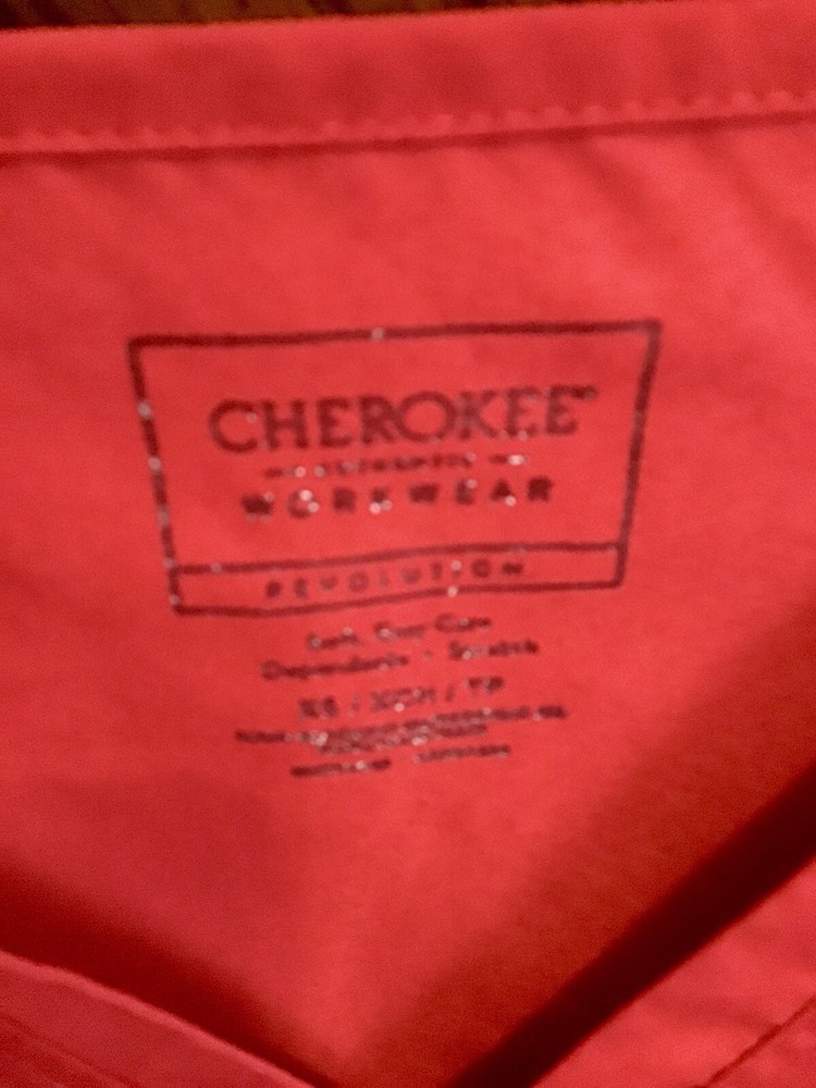 Red Scrub Top By Cherokee Size XS
