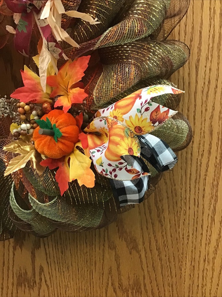 Fall Swag with Pumpkins Handmade Custom Wreath