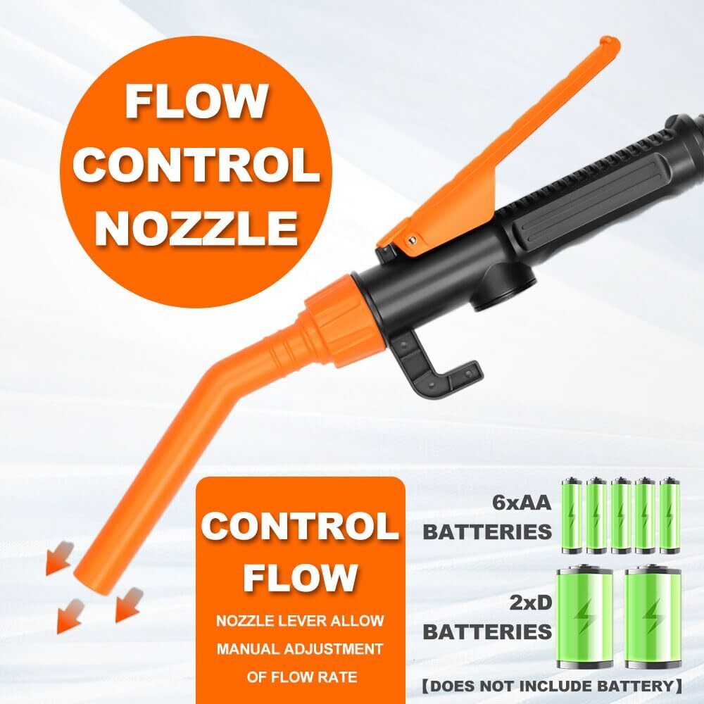2.4 GPM Powered Battery Quick Liquid Fuel Transfer Pump with Flow Control Nozzle