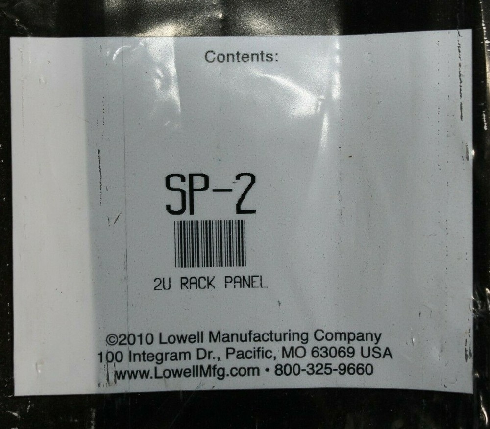 Lowell Rackware - SP-2 - 2U Rack Panel - Blank Panel for 19" Rack - ONE - 1 NEW