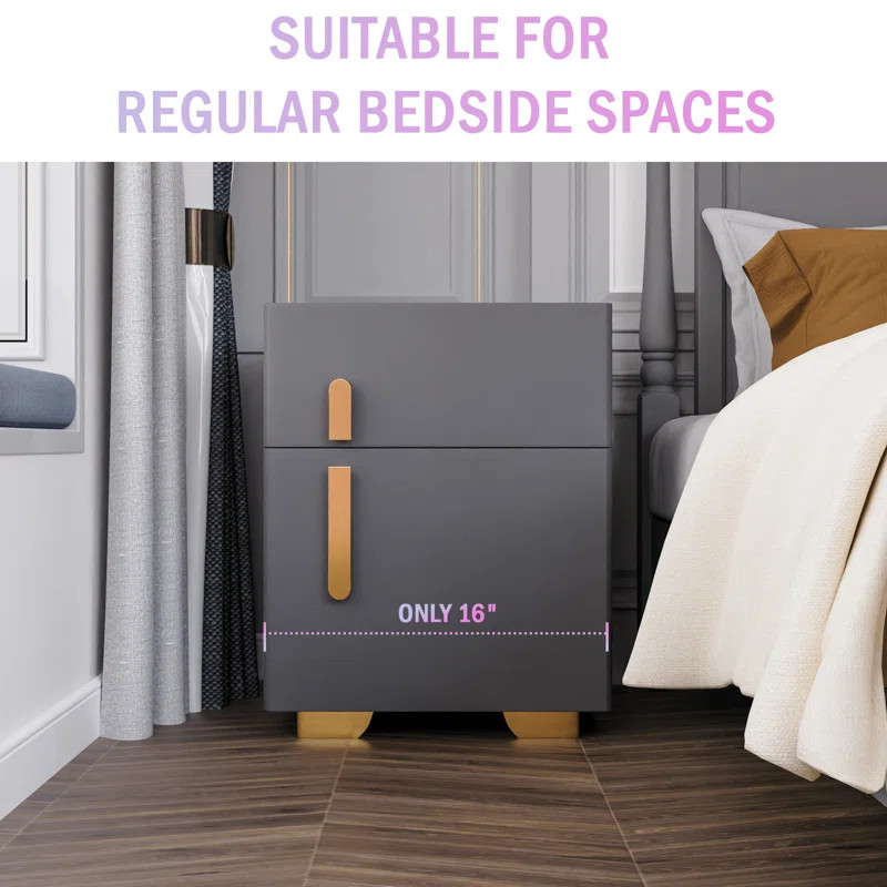 Dark Gray Smart Nightstand | Safe, Wireless Charging, Light & Speaker