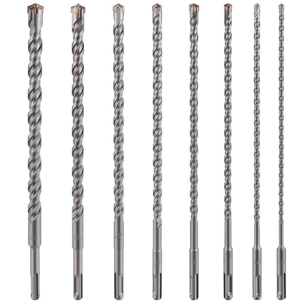 5pcs 5/32" X 6"-4" Concrete Drill Bits, Cross-Type Double Thread Carbide 5/32