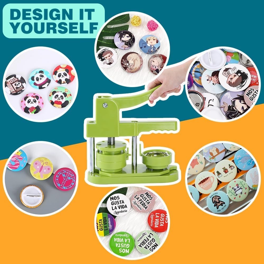 Button Maker Machine 58mm DIY Badge Kit Includes Parts Circle Cutter