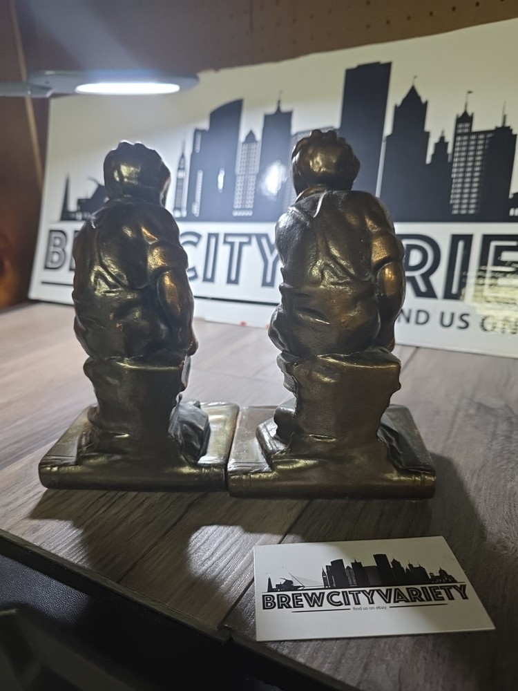 Metal bronze young boy Thinkers Bookends