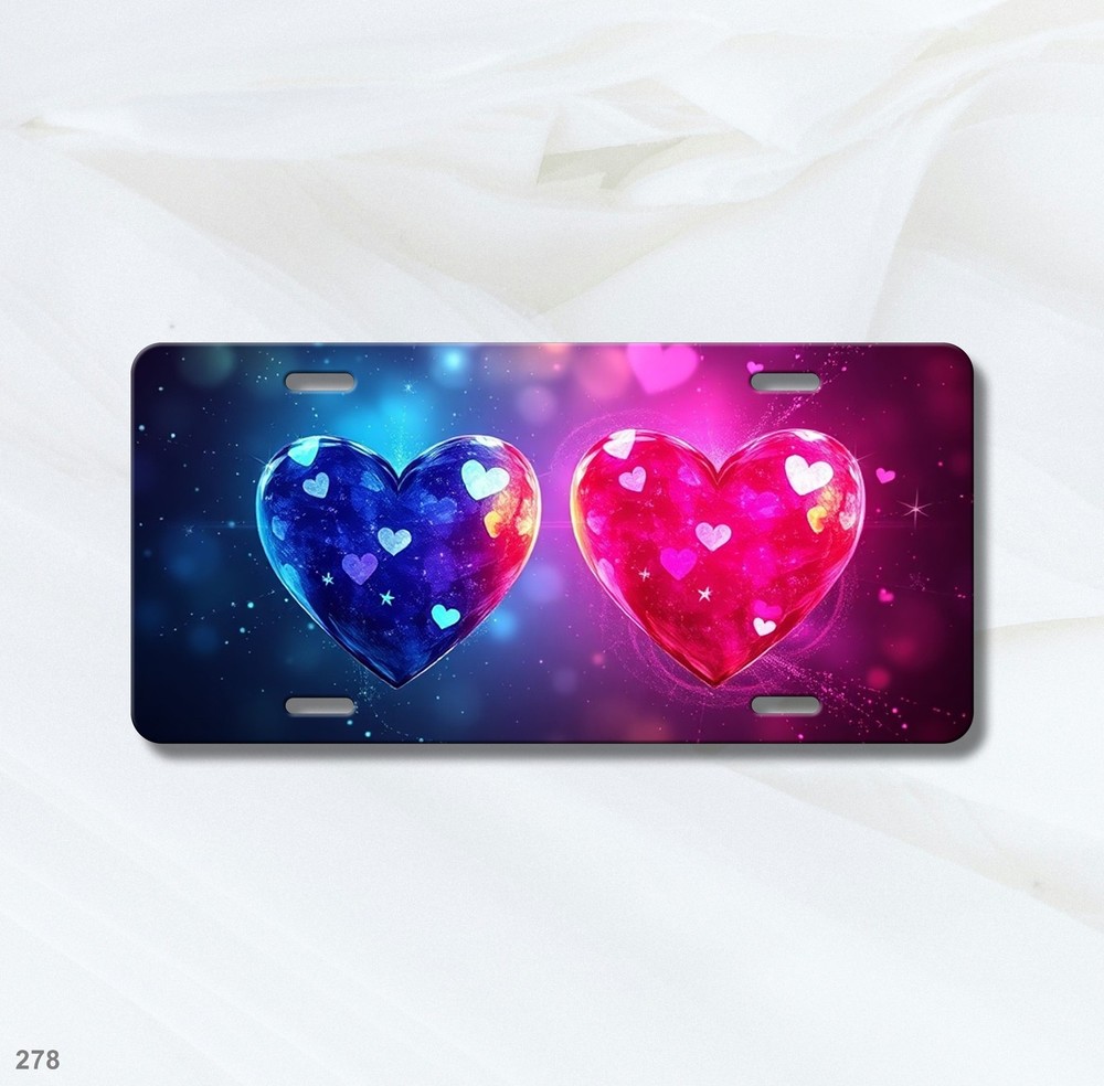Romantic Hearts License Plate Optional Text Front Plate Special Gift