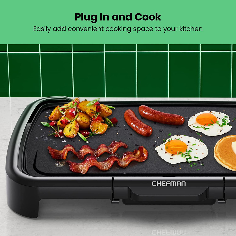 XL Electric Griddle with Removable Control and Nonstick Cooking Surface
