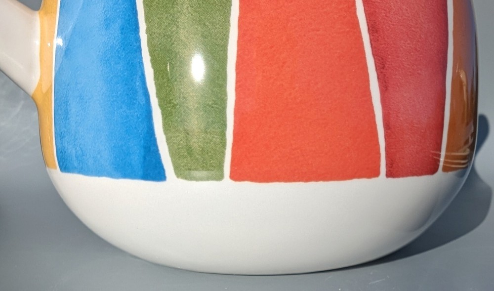 Fandango Ceramic Pitcher Multicolor Crate & Barrel Colorful and White Handle