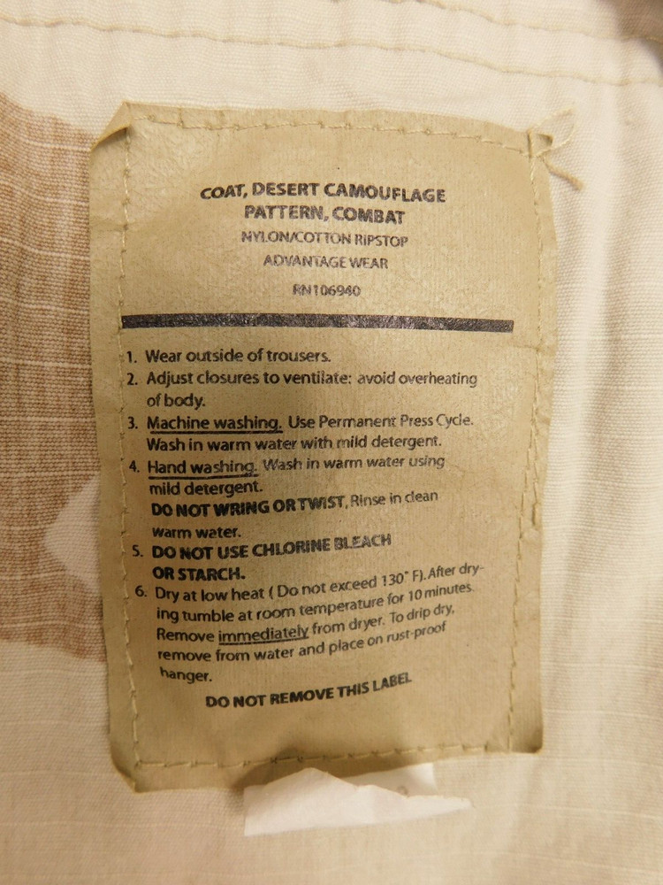 US Air Force DCU Combat Coat Medium Desert Storm CENTAF Ripstop N/C Camo Uniform