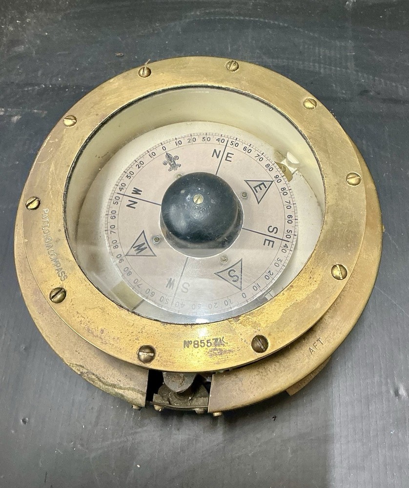 Brass Pattern.01151A Compass For A Vintage Airplane Working Condition