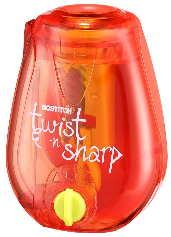 Bostitch Office Twist-n-Sharp Pencil Sharpener, for Kids & Single, Red