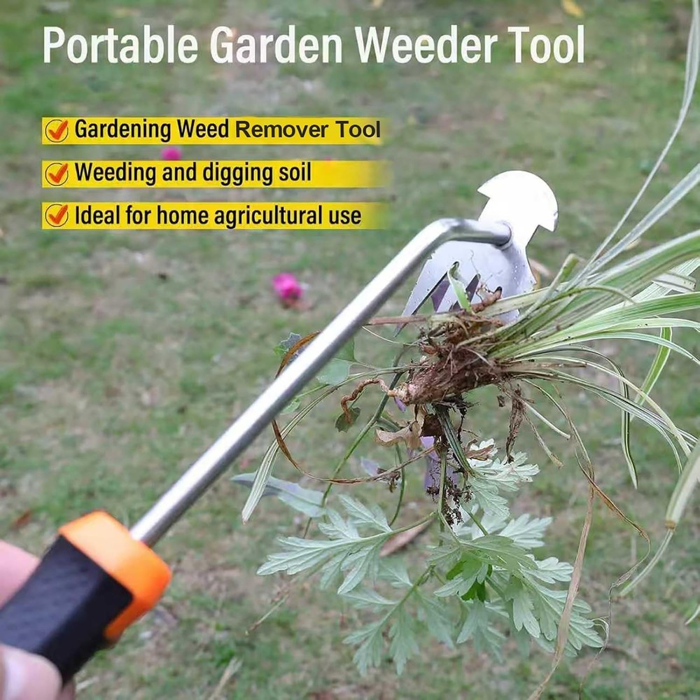 Multi-Functional Weeder Tool with Rubber Handle - Ideal for Vegetables and Weeds