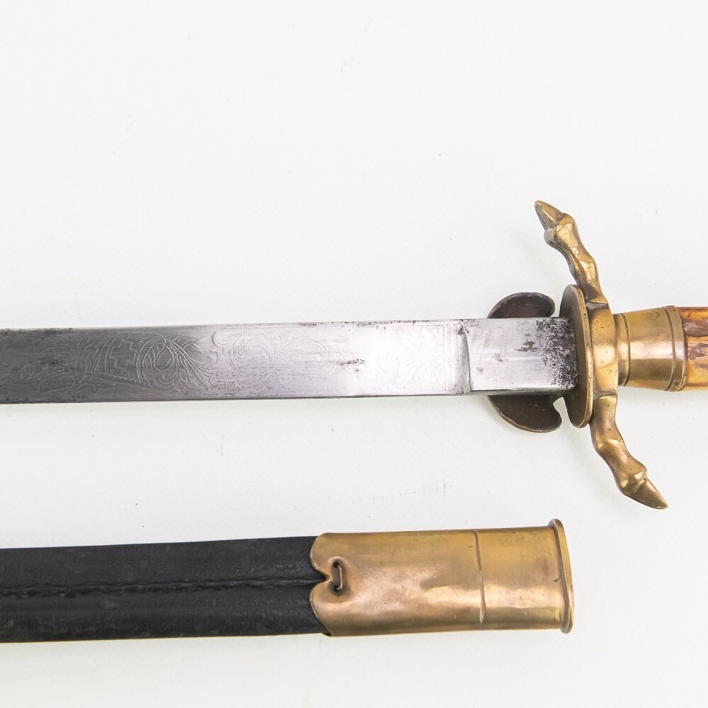 Imperial German Long Etched Hunting Dagger.