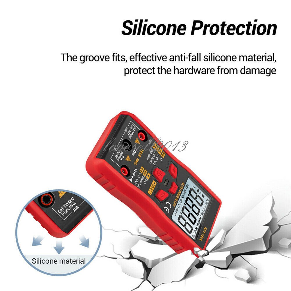 AC/DC True RMS Digital Multimeter Amp Ohm Voltage Resistance Tester Meter