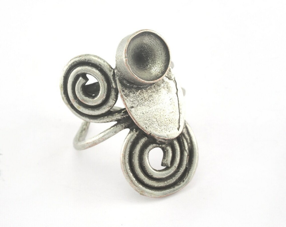 Adjustable Ring Bezel - Antique Silver Plated brass (18mm 7.5US inner size 2837