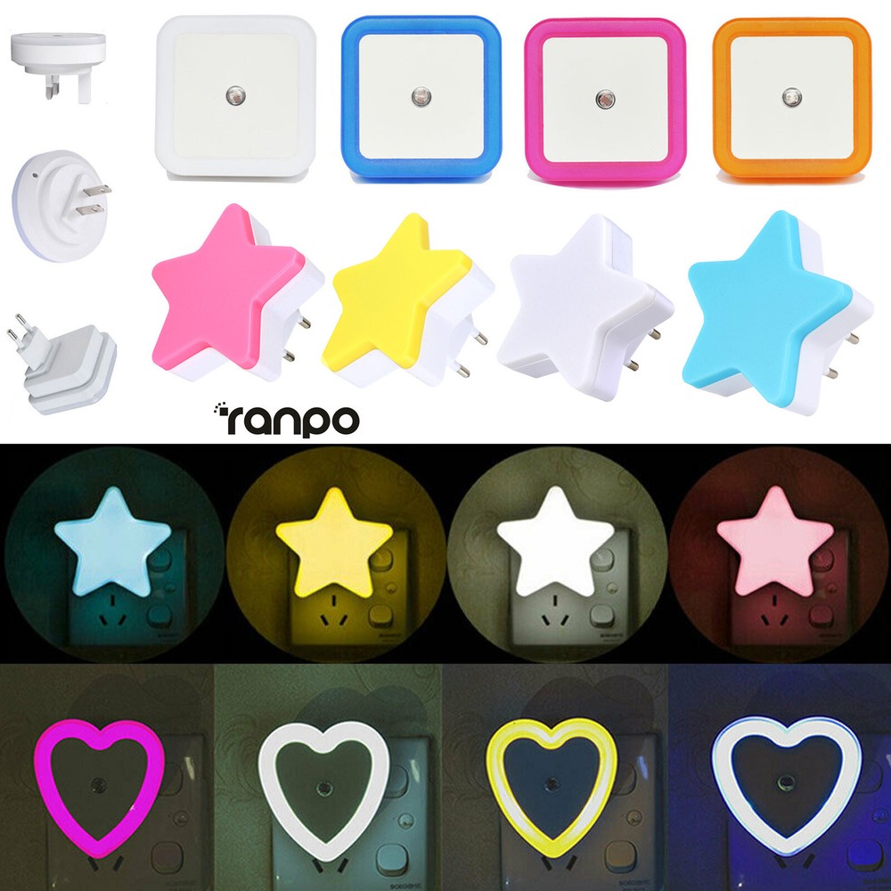 Light Sensor LED Night Light Cute Stars Control 110V 220V Eu Us Uk Sensor