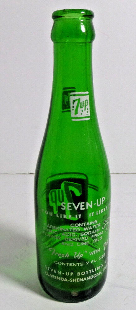 7up bottle 1953 or 65? antique EMPTY