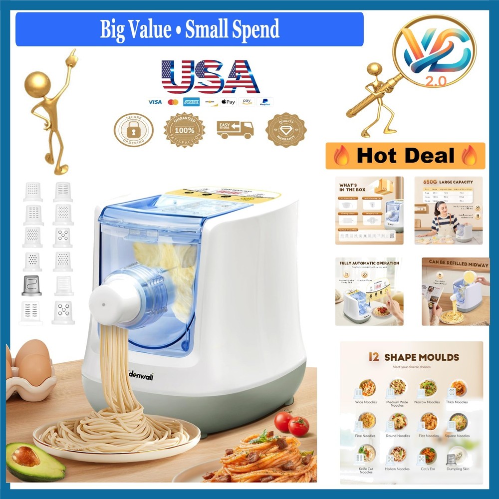 Automatic Pasta Maker Machine Electric 12 Discs Digital Control White