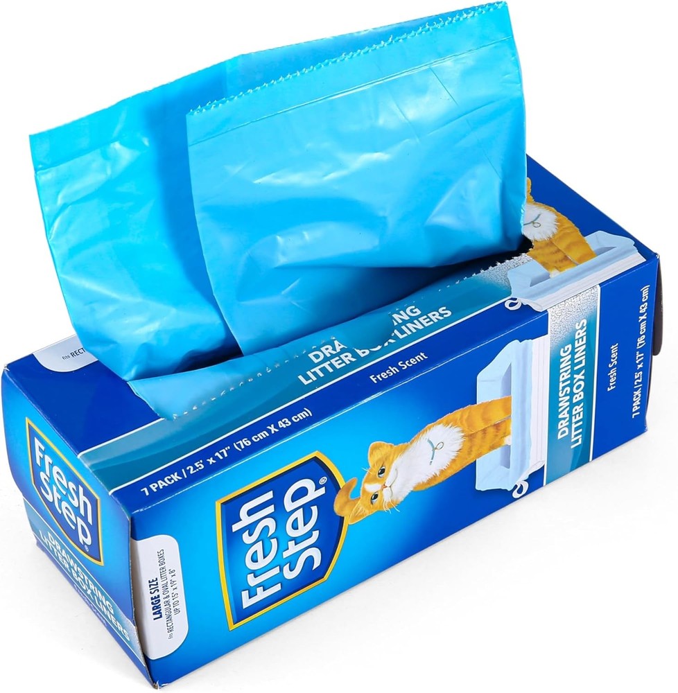 Fresh Step Drawstring Litter Box Liners Scented, Large Size 30" x 17" - 7 Count