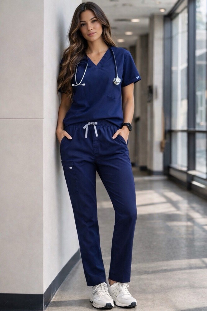 FIGS Scrub Set Navy Blue Top L Pants M Petite Technical Collection