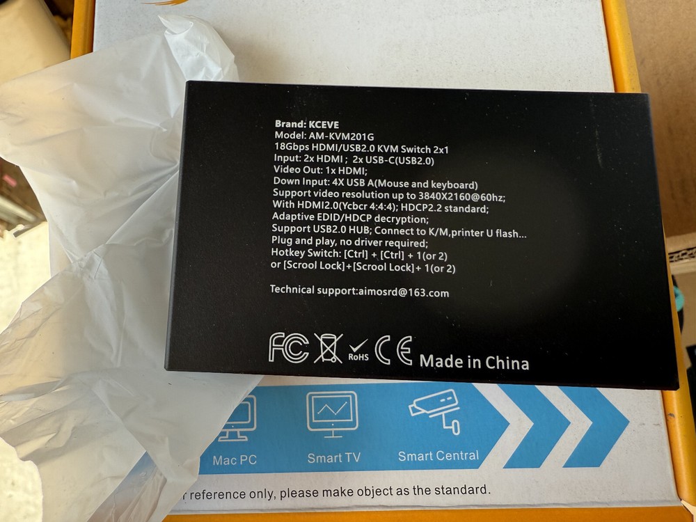 KCEVE KVM Switch 2 Ports, USB HDMI Switch 2 Computer Keyboard Mouse Switch Box S