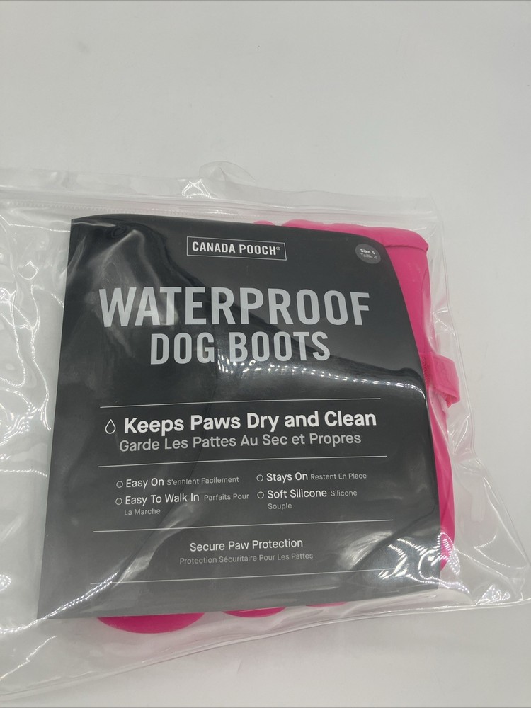 Canada Pooch Dog Boots Pink Waterproof Rubber Size 4 - Drawstring Closure