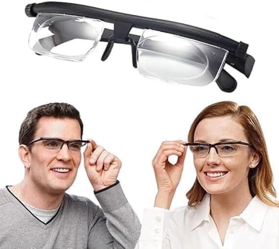 Dial Adjustable Glasses Variable Focus For Reading Distance Vision Eyeglasses US