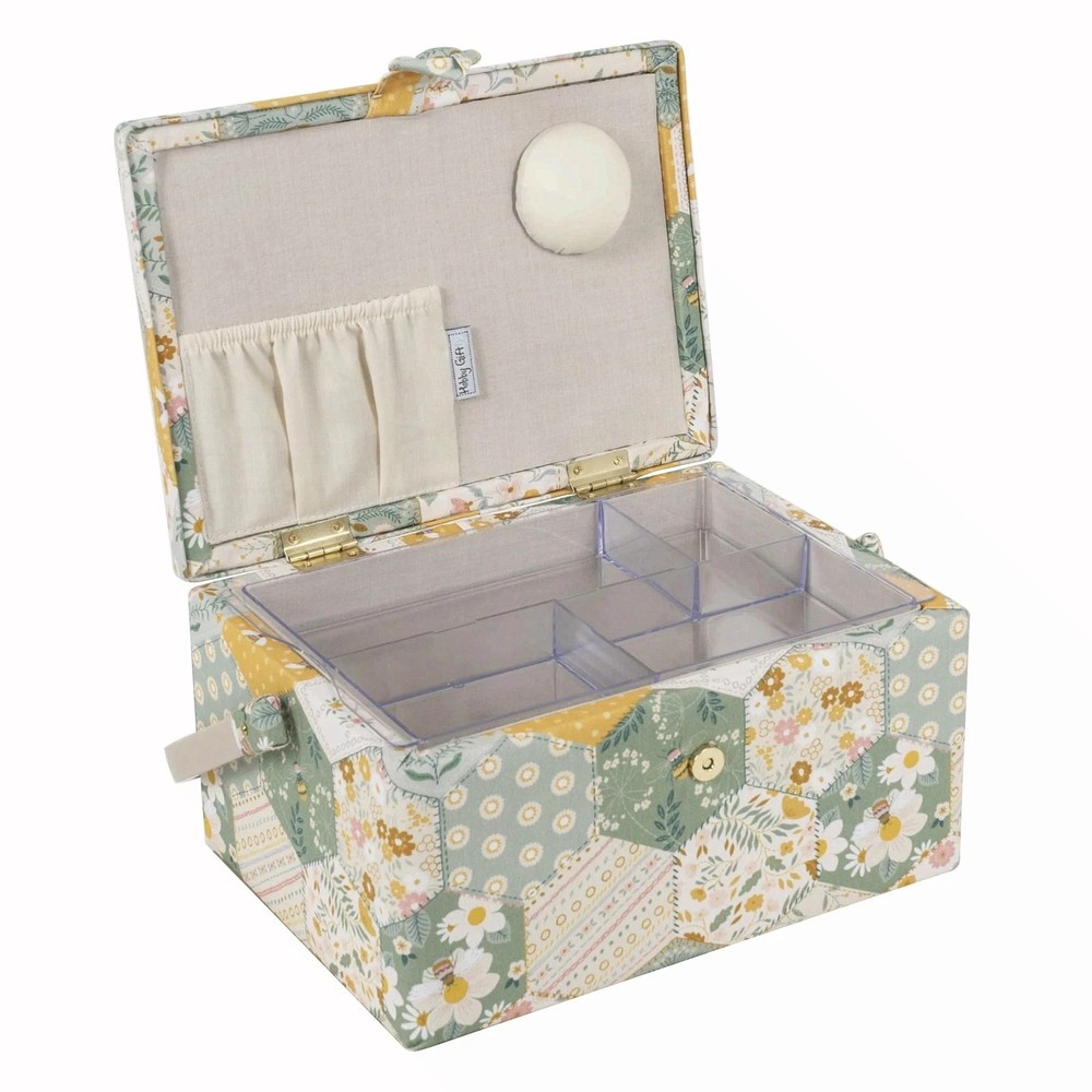 Patchwork Bee Sewing Box 7 1/4" x 10" x 5 3/4"
