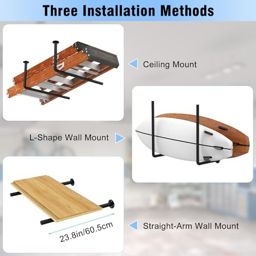 Surfboard Wall Mount or Ceiling Rack, Heavy-Duty Garage Ceiling Storage Racks