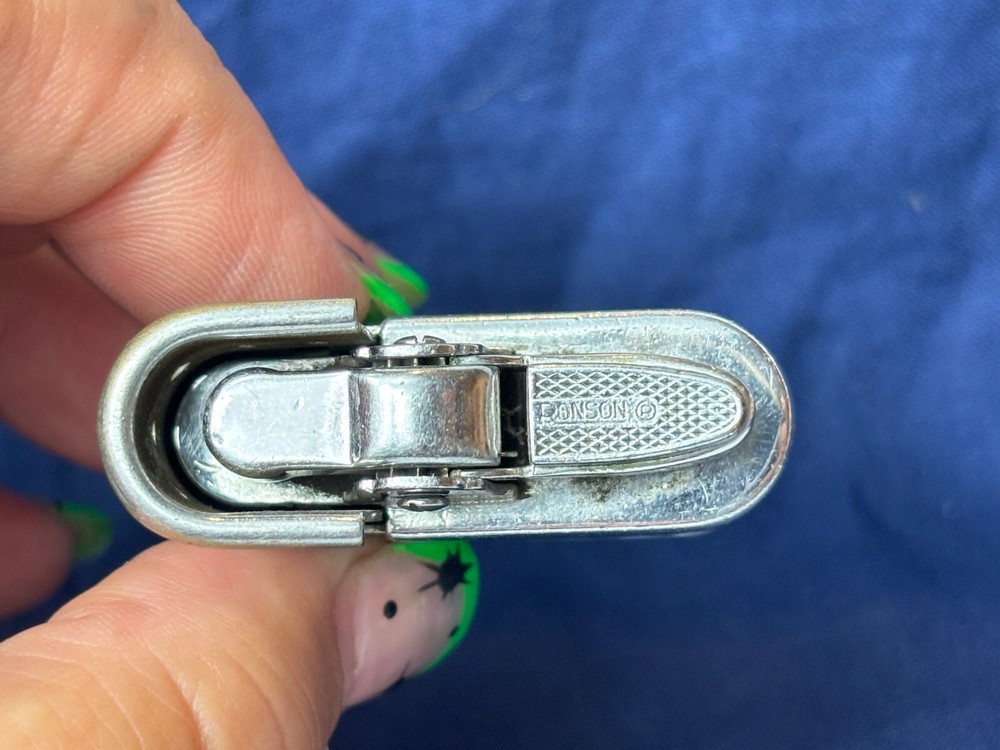 Vtg Ronson Whirlwind Lighter With Blank Initial Plate & Windguard