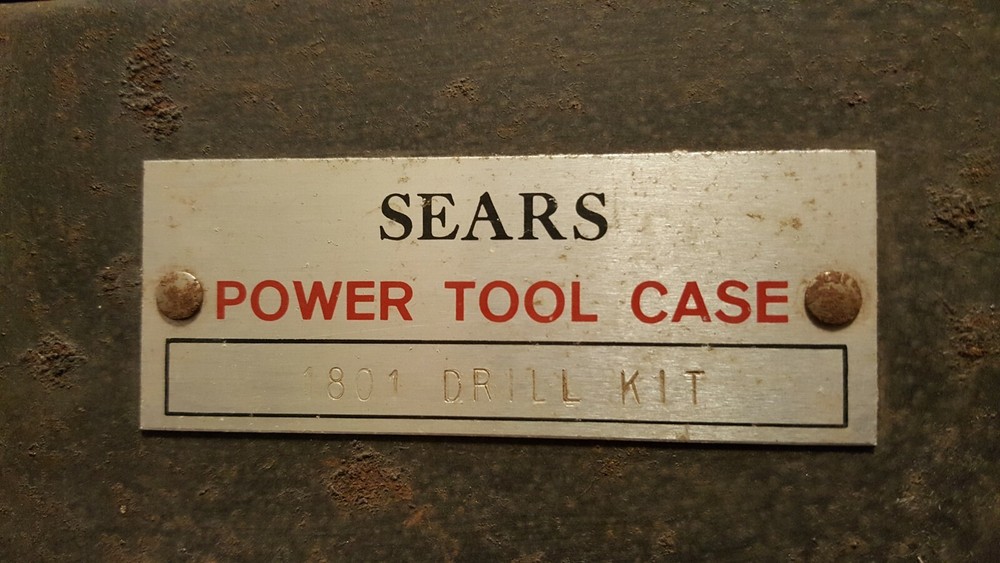 Vintage Sears Metal Power Tool Case w Handle -1801 Drill Kit Case Only-Rusted