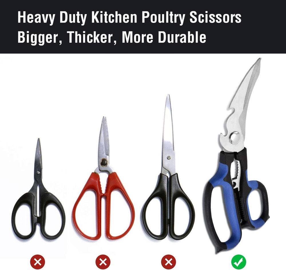 Heavy Duty Kitchen Shears with Unique Curve Blade, Multi-purpose Scissors