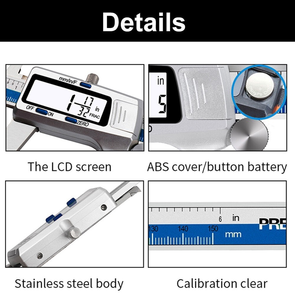 6" 150mm Digital Caliper Vernier Electronic LCD Gauge Micrometer Measuring Tool