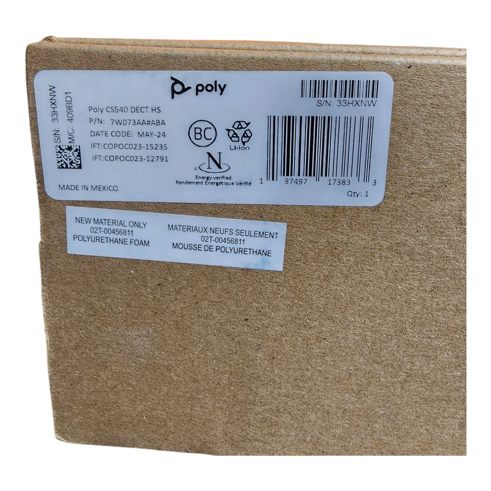 Plantronics - CS540 Wireless DECT Headset (Poly) - Single Ear (Mono) Convertible