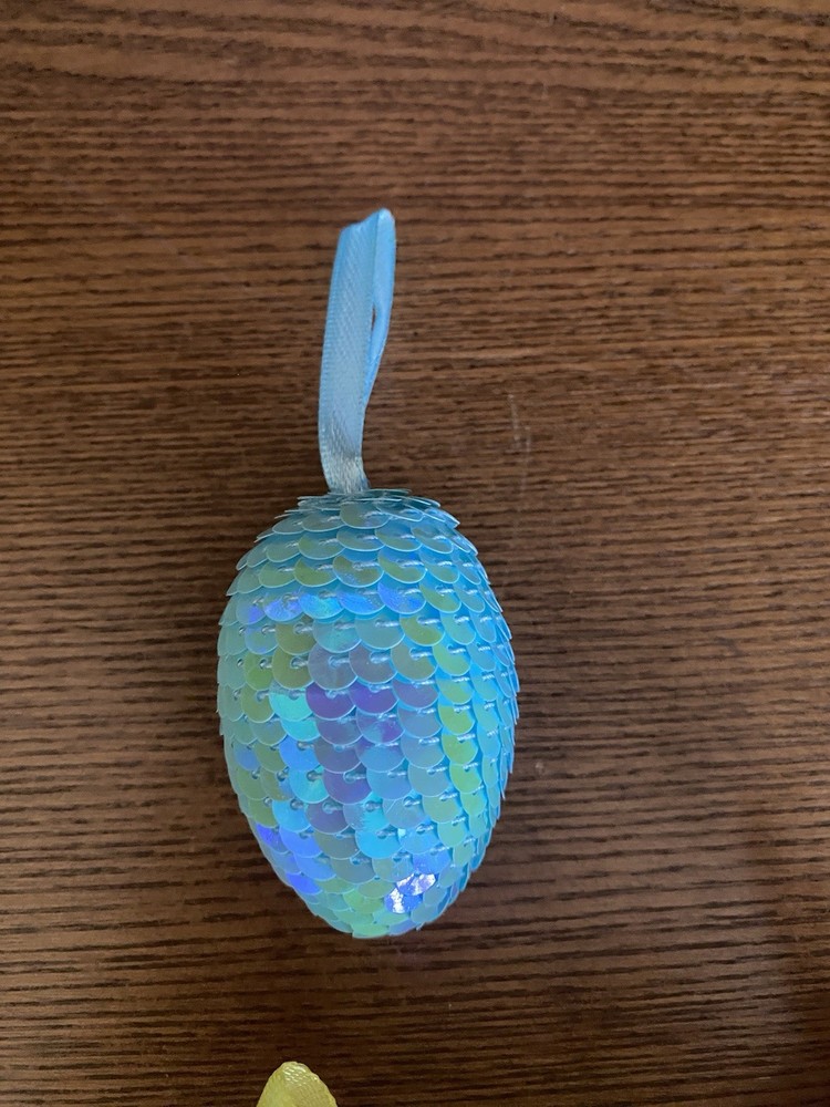 12 BRIGHT SEQUIN EASTER ORNAMENTS 2-1/2"