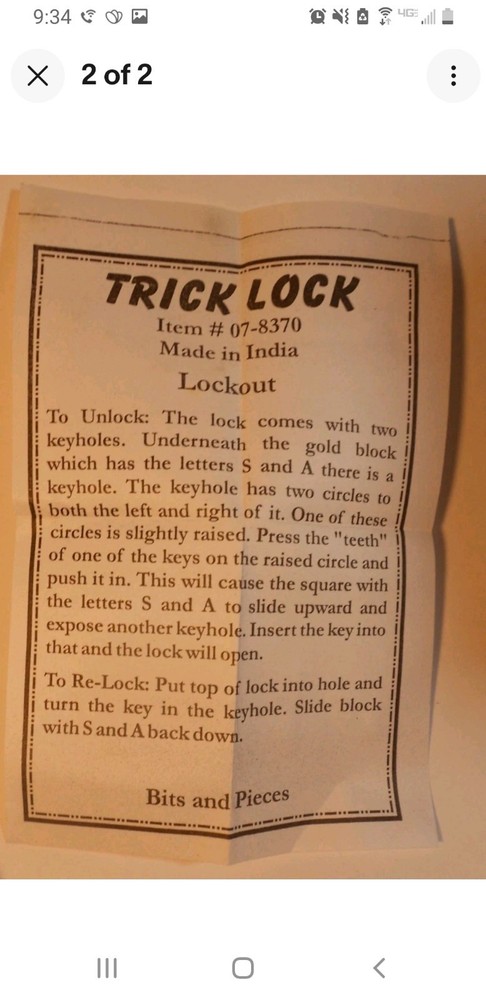 Commander Trick Puzzle Lock Fee Shipping