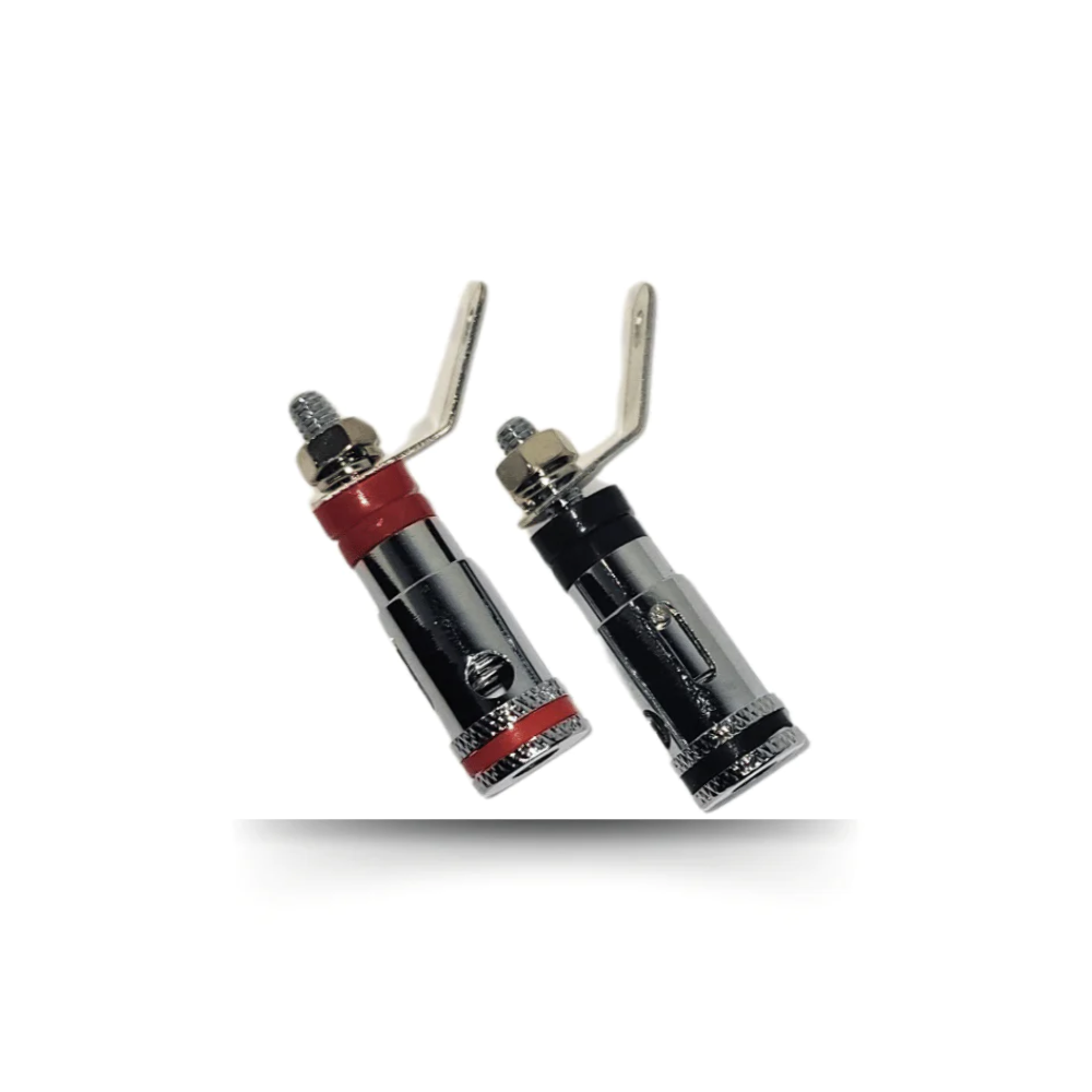 Banana Jack, Spring Loaded Binding Post - Red/Black - 8 Gauge - Chrome