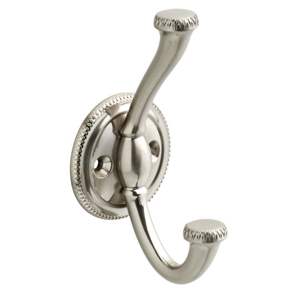 (5 Pack) Satin Nickel Nolan Double Prong Hook - 4 1/4"