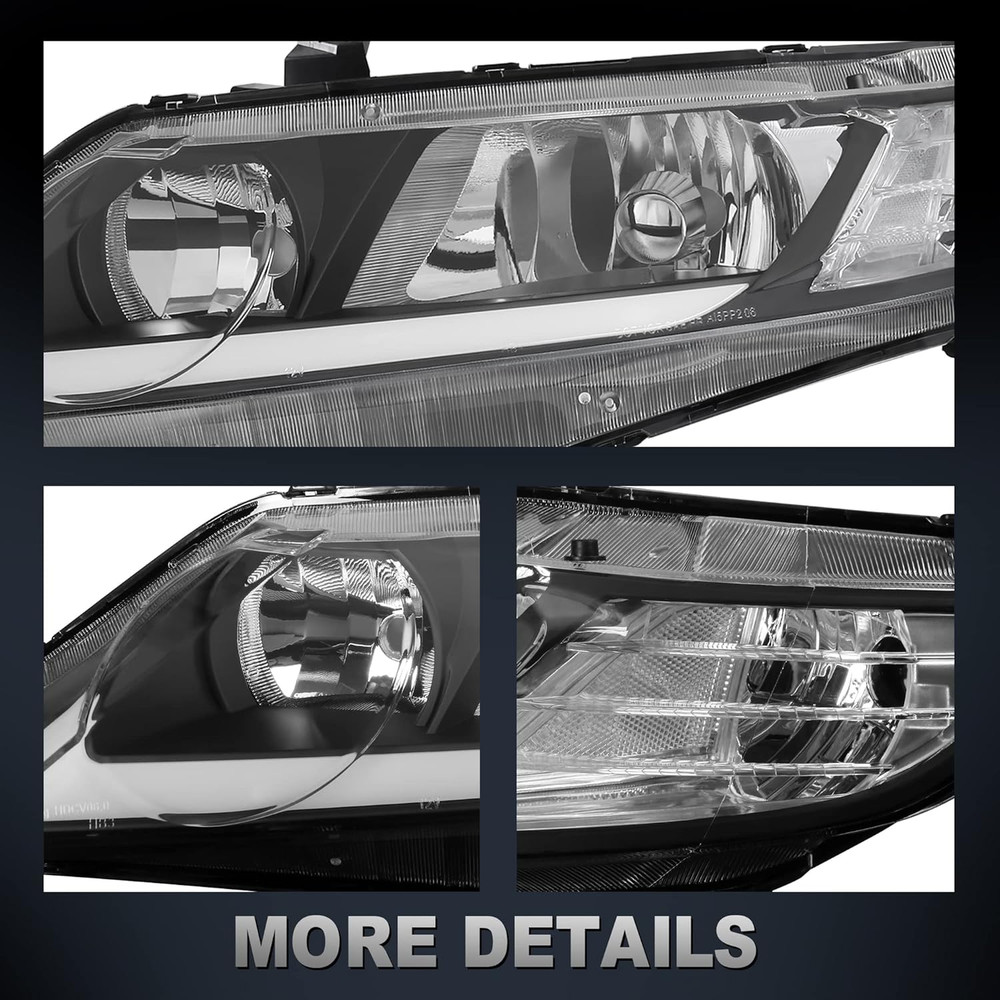 Headlight Assembly Compatible with Honda Civic 2006-2011 Front Lamp with Sequent