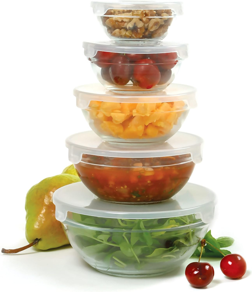 10-Piece Nesting Glass Mixing/Storage Bowls with Lids