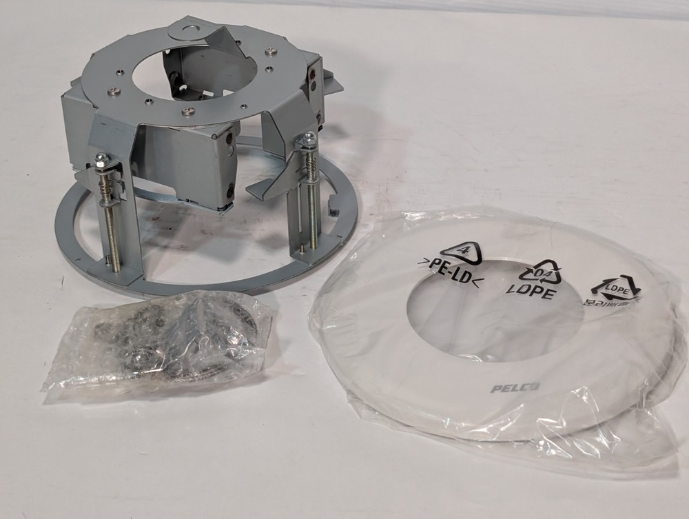 Pelco CCTV Flush Security Camera Mounting Housing Kit for Ceiling White Plate