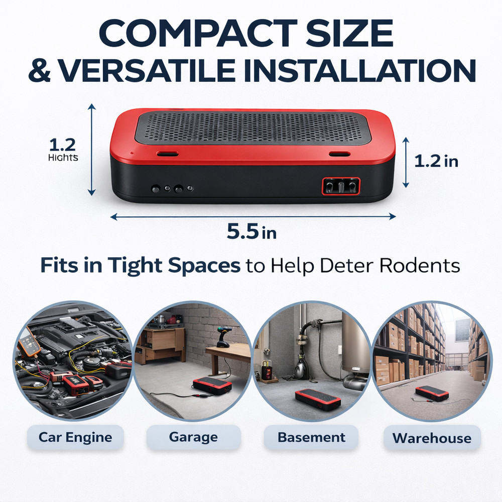Ultrasonic Rodent Repeller Car Engine Mouse Rat Deterrent Pest Control Device