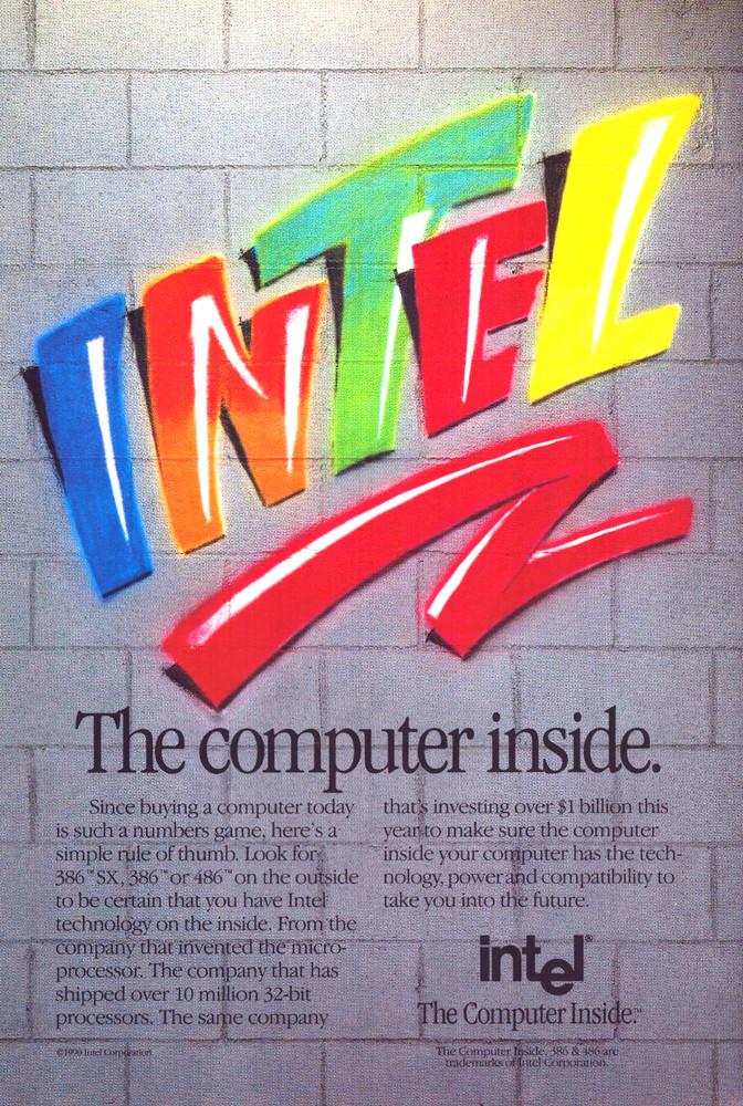 INTEL The Computer Inside Technology Processor Power Vintage Print Ad 1991