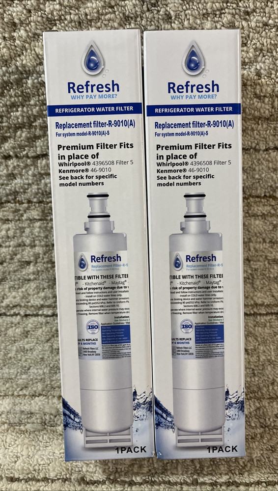 2 NEW, Refresh R-9010(A) Refrigerator Water Filter for 4396508 46-9010 8212652