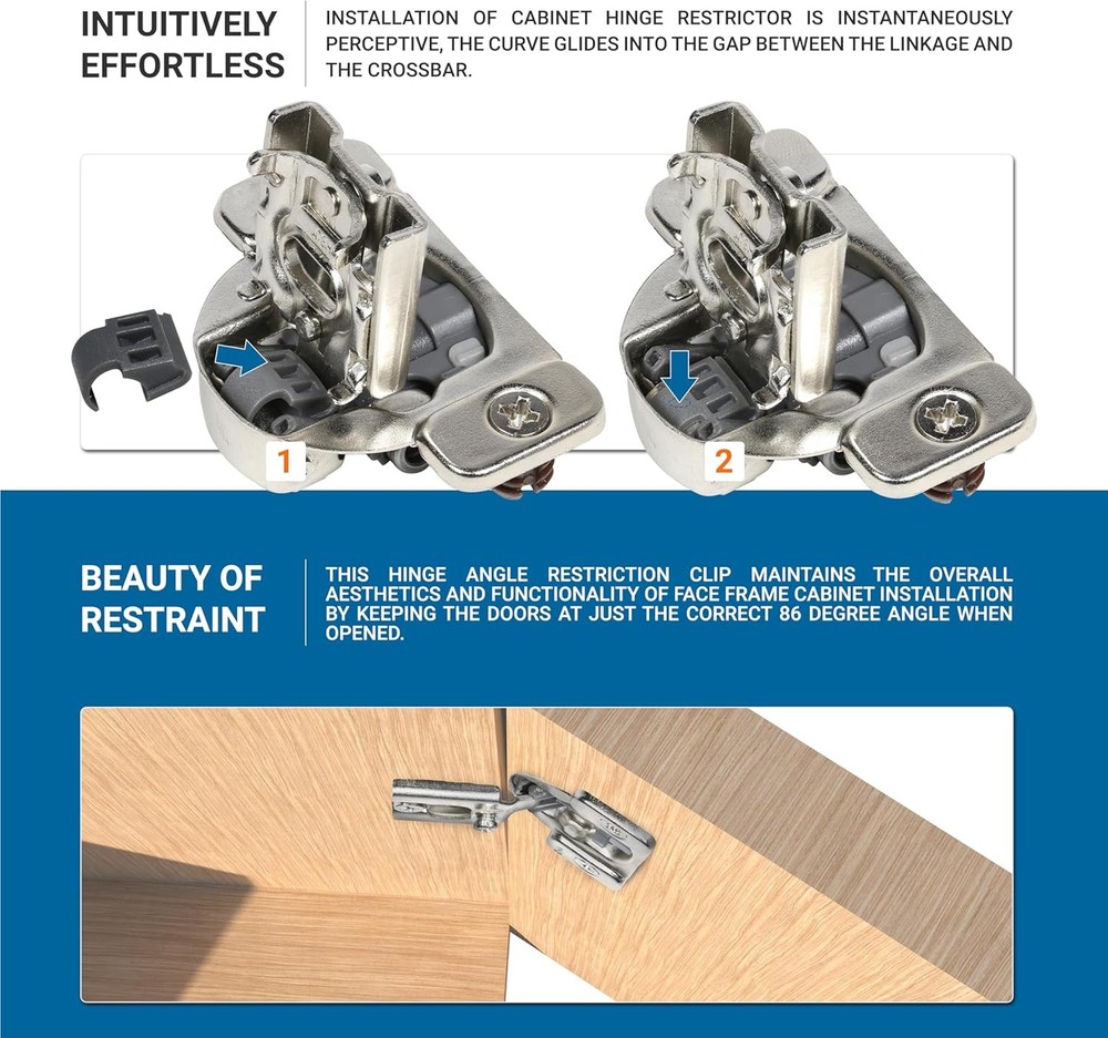 86 Degree Hardware Angle Restrictor Restriction Clips Face Frame Hinges