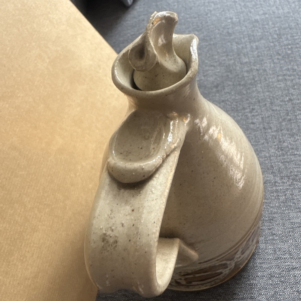 Vintage stoneware jug glazed studio pottery ￼